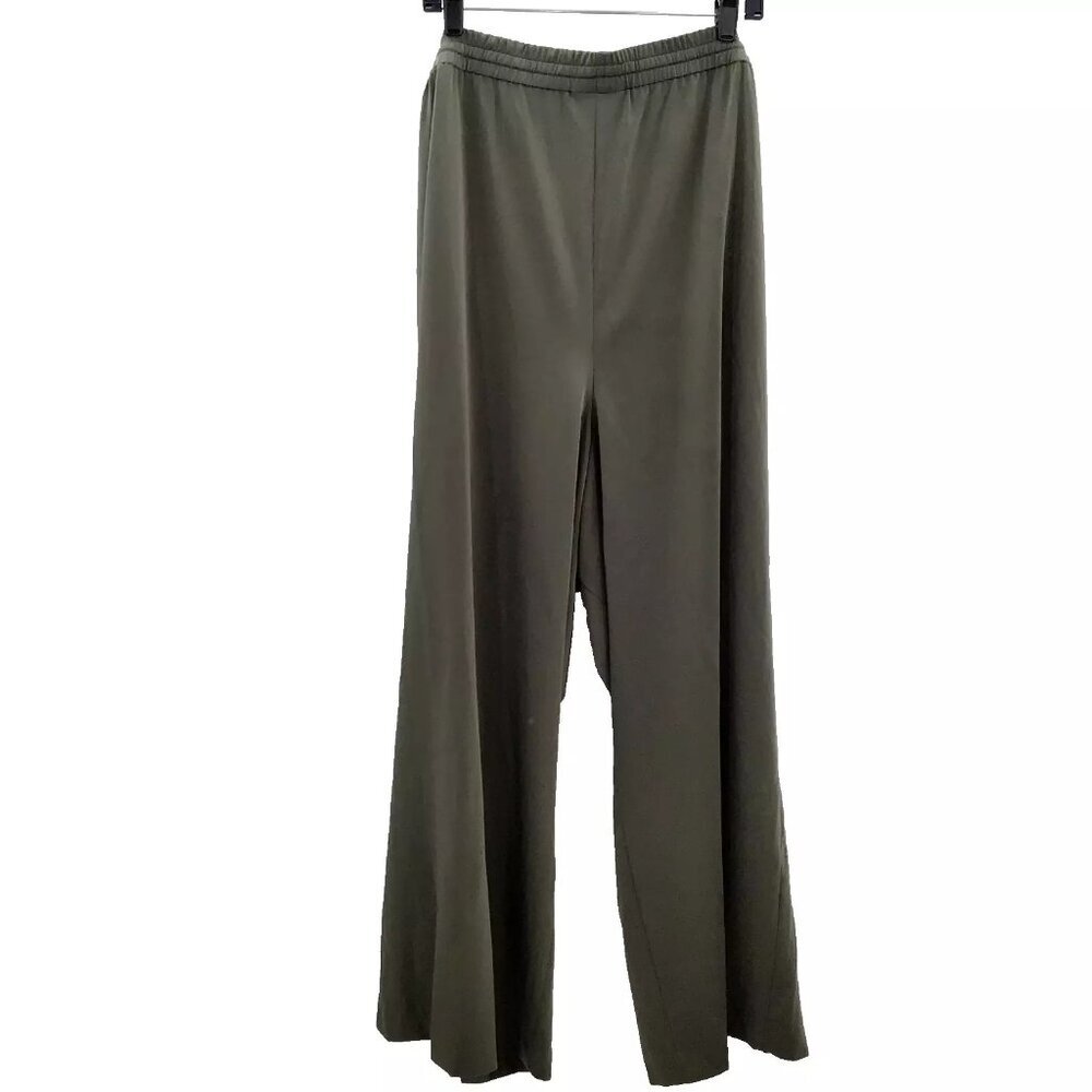Lane Bryant Wide Leg Pants Sz 26/28W Stretchy Silky Green Elastic Waist Pull On